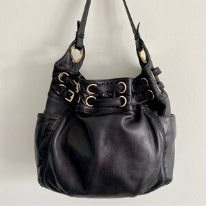 Michael Kors Black Soft Leather, Gold Hardware Shoulder Bag